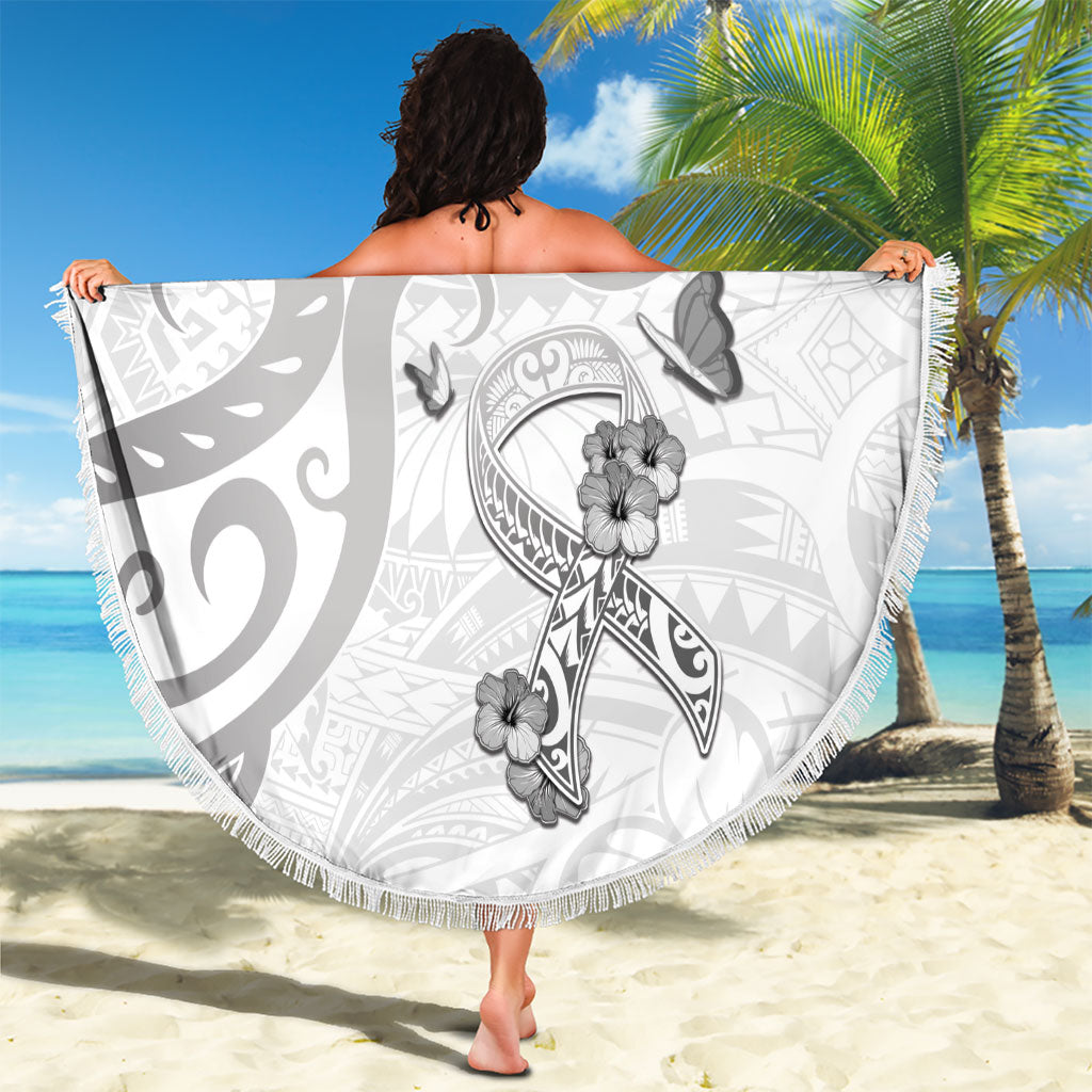 Brain Cancer Support Beach Blanket Ribbon Polynesian Pattern