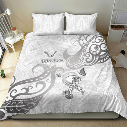 Brain Cancer Support Bedding Set Ribbon Polynesian Pattern