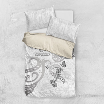 Brain Cancer Support Bedding Set Ribbon Polynesian Pattern