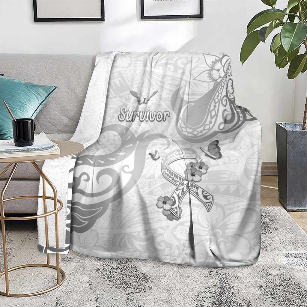 Brain Cancer Support Blanket Ribbon Polynesian Pattern