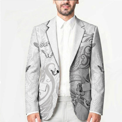 Personalised Brain Cancer Support Blazer Ribbon Polynesian Pattern