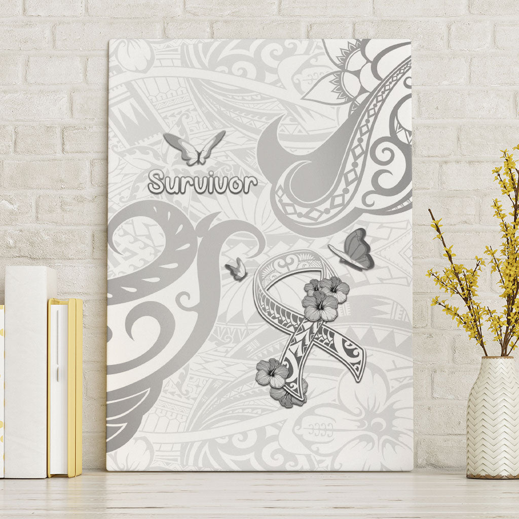 Brain Cancer Support Canvas Wall Art Ribbon Polynesian Pattern