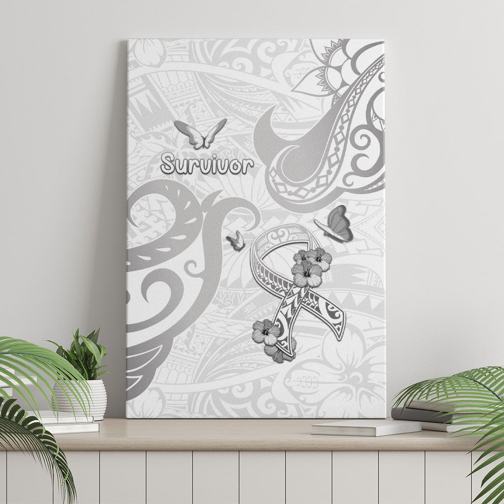 Brain Cancer Support Canvas Wall Art Ribbon Polynesian Pattern