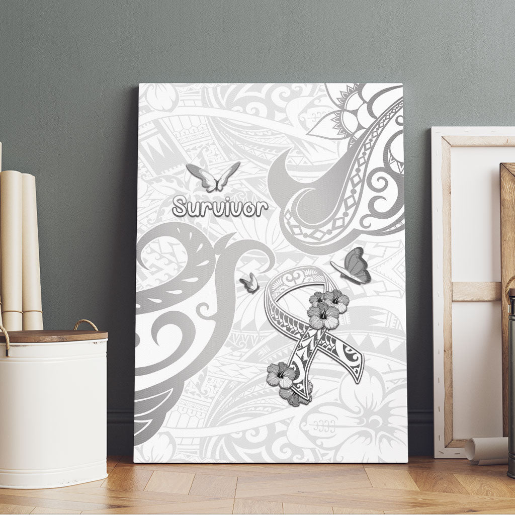 Brain Cancer Support Canvas Wall Art Ribbon Polynesian Pattern
