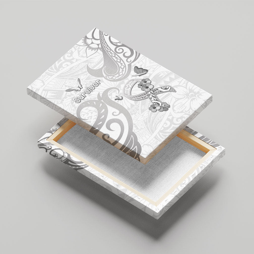 Brain Cancer Support Canvas Wall Art Ribbon Polynesian Pattern