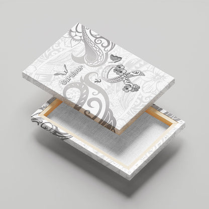 Brain Cancer Support Canvas Wall Art Ribbon Polynesian Pattern