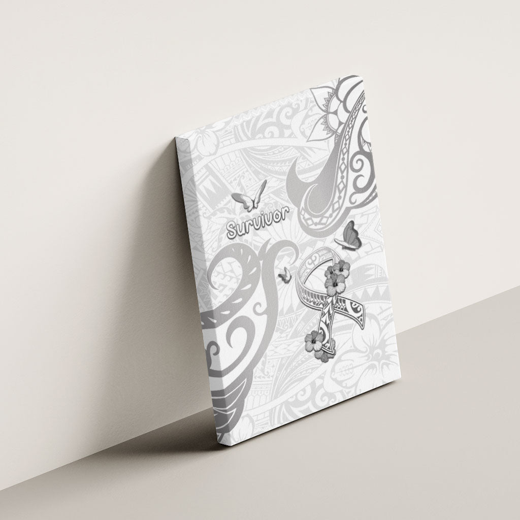 Brain Cancer Support Canvas Wall Art Ribbon Polynesian Pattern
