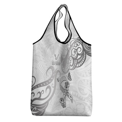Brain Cancer Support Grocery Bag Ribbon Polynesian Pattern