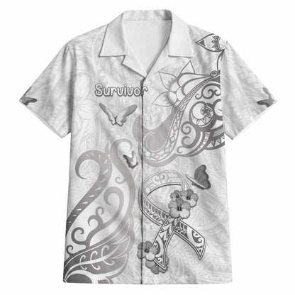 Personalised Brain Cancer Support Hawaiian Shirt Ribbon Polynesian Pattern