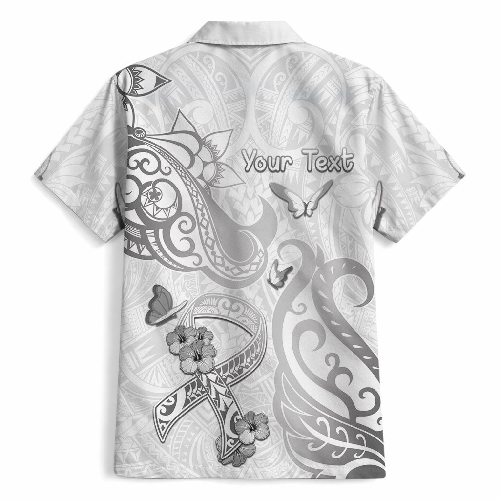 Personalised Brain Cancer Support Hawaiian Shirt Ribbon Polynesian Pattern