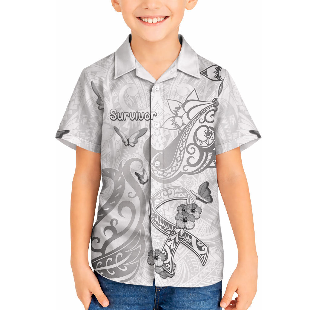 Personalised Brain Cancer Support Hawaiian Shirt Ribbon Polynesian Pattern