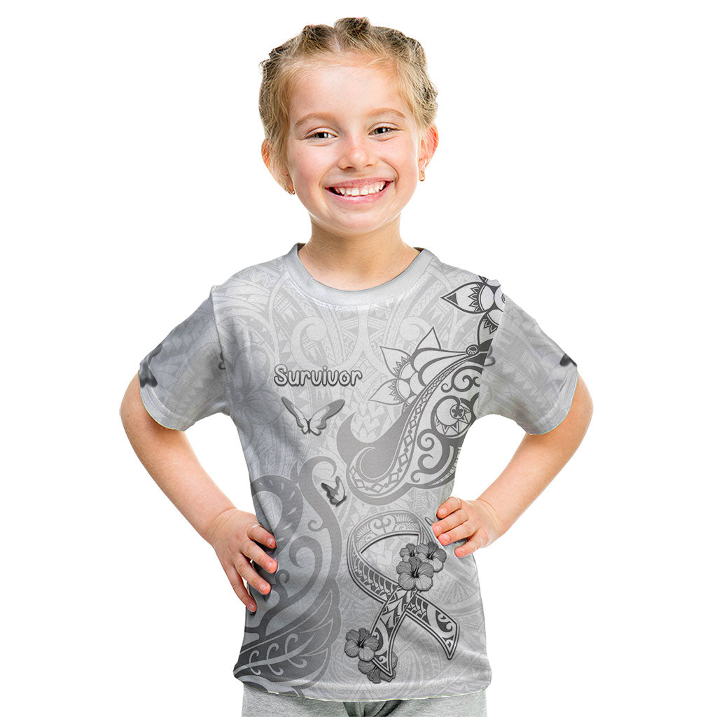 Personalised Brain Cancer Support Kid T Shirt Ribbon Polynesian Pattern
