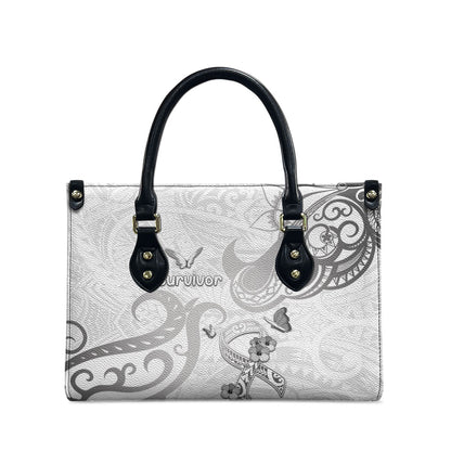 Brain Cancer Support Leather Bag Ribbon Polynesian Pattern