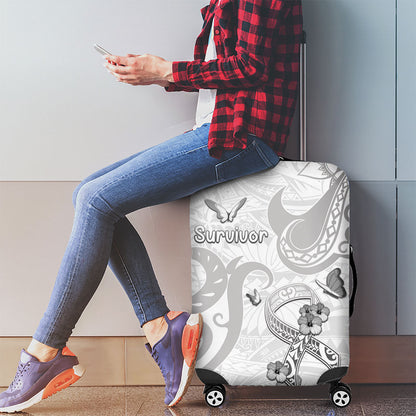 Brain Cancer Support Luggage Cover Ribbon Polynesian Pattern