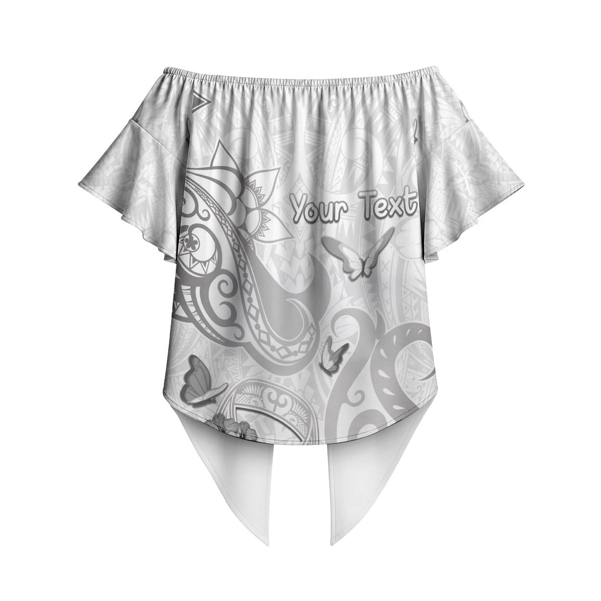 Personalised Brain Cancer Support Off Shoulder Wrap Waist Top Ribbon Polynesian Pattern