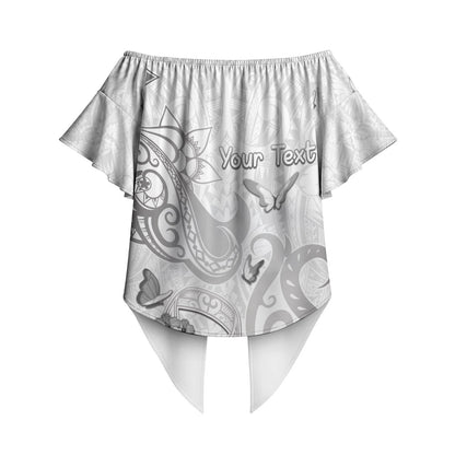 Personalised Brain Cancer Support Off Shoulder Wrap Waist Top Ribbon Polynesian Pattern