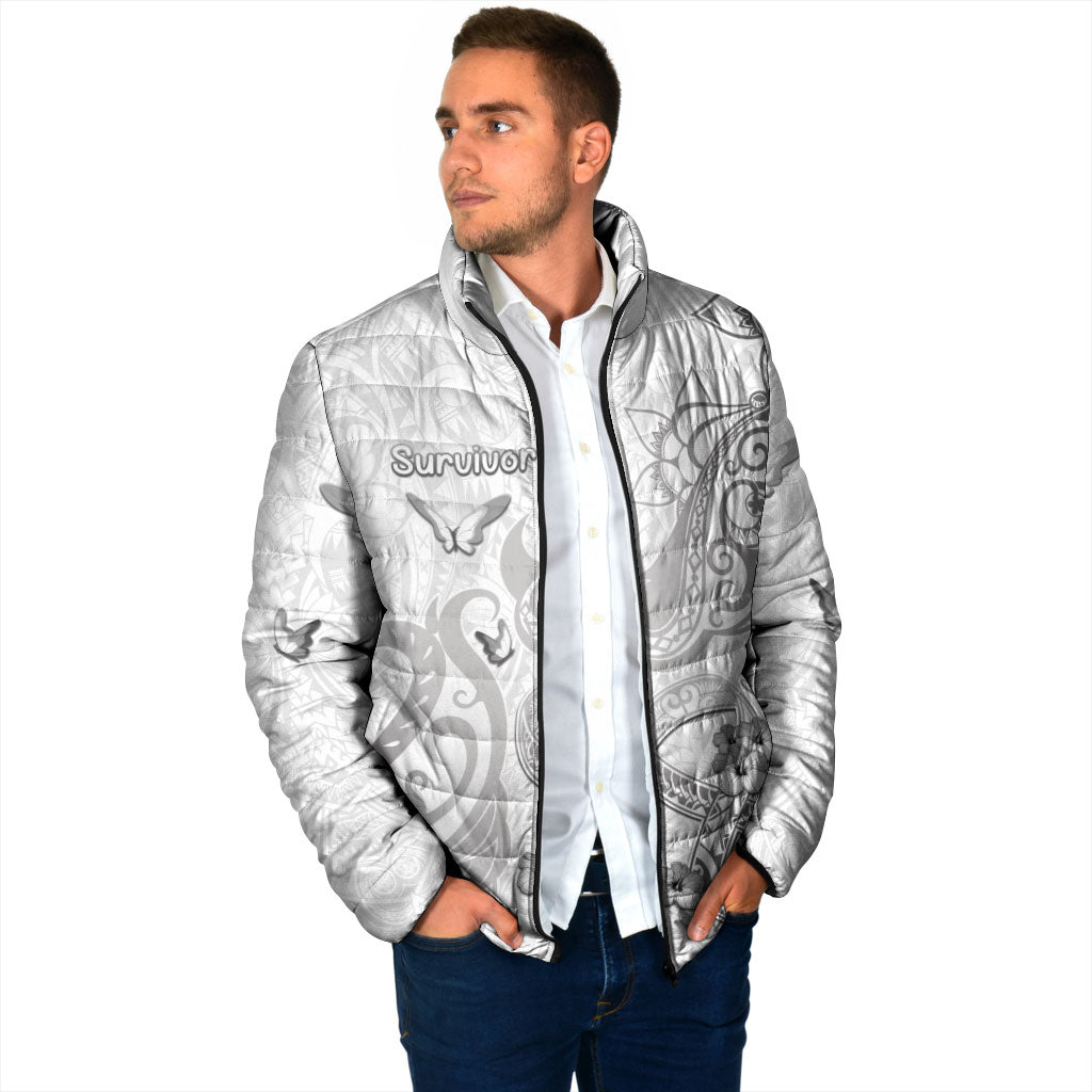 Personalised Brain Cancer Support Padded Jacket Ribbon Polynesian Pattern