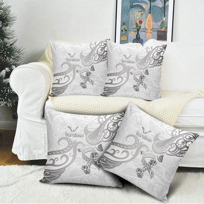 Brain Cancer Support Pillow Cover Ribbon Polynesian Pattern