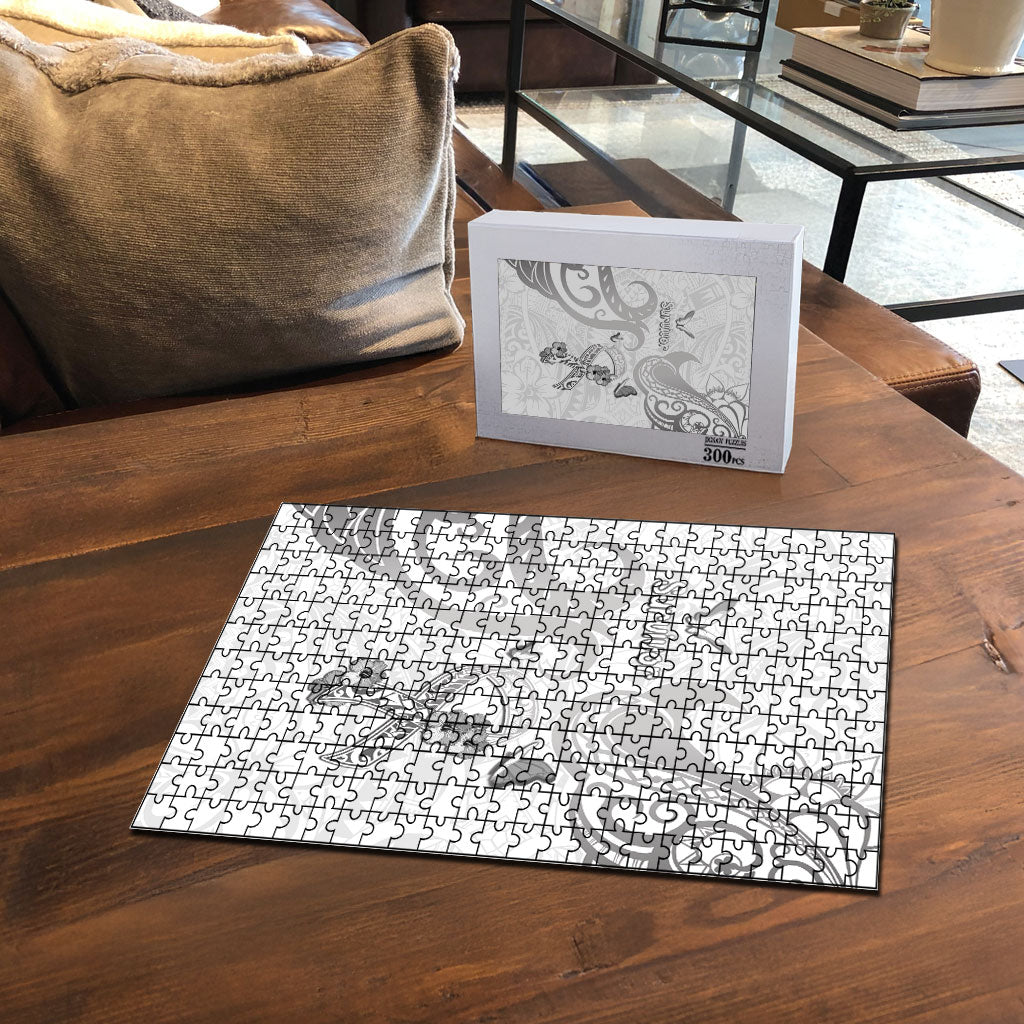 Brain Cancer Support Puzzle Ribbon Polynesian Pattern