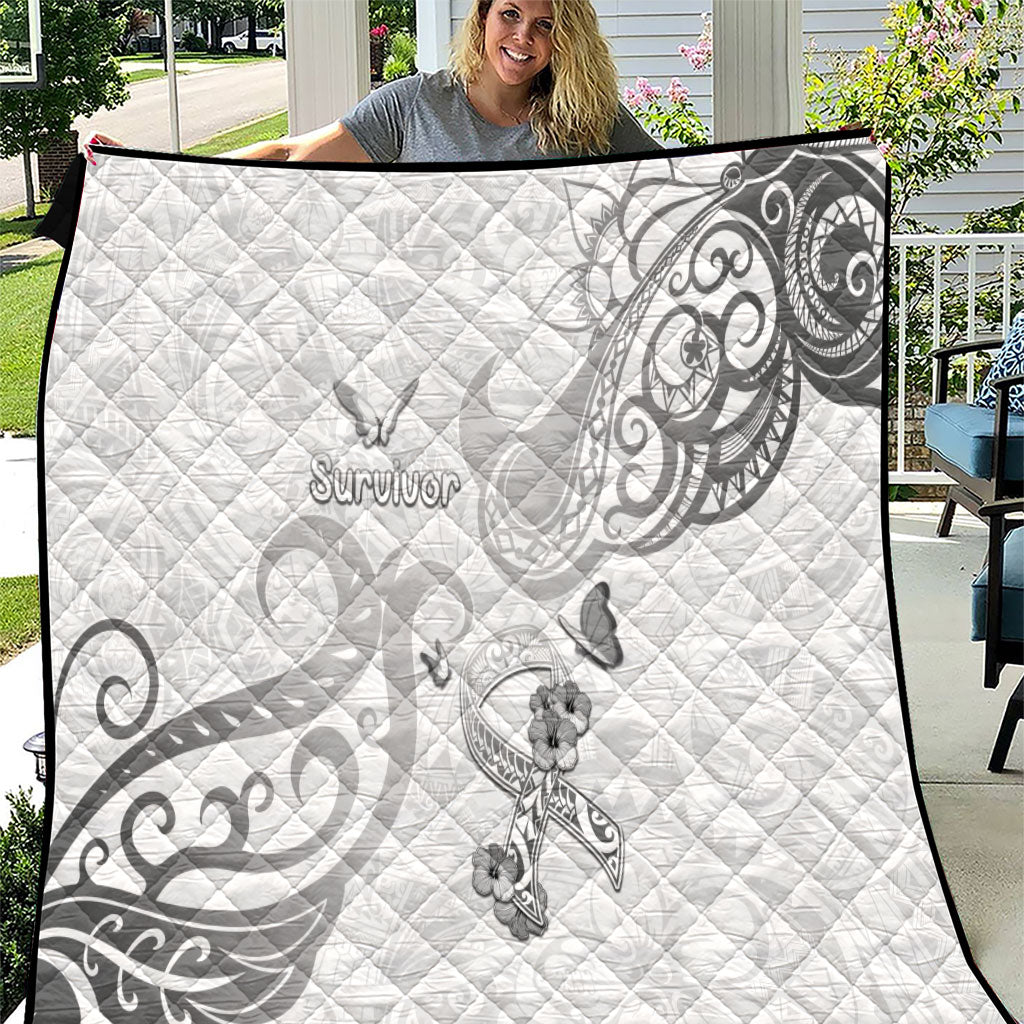Brain Cancer Support Quilt Ribbon Polynesian Pattern