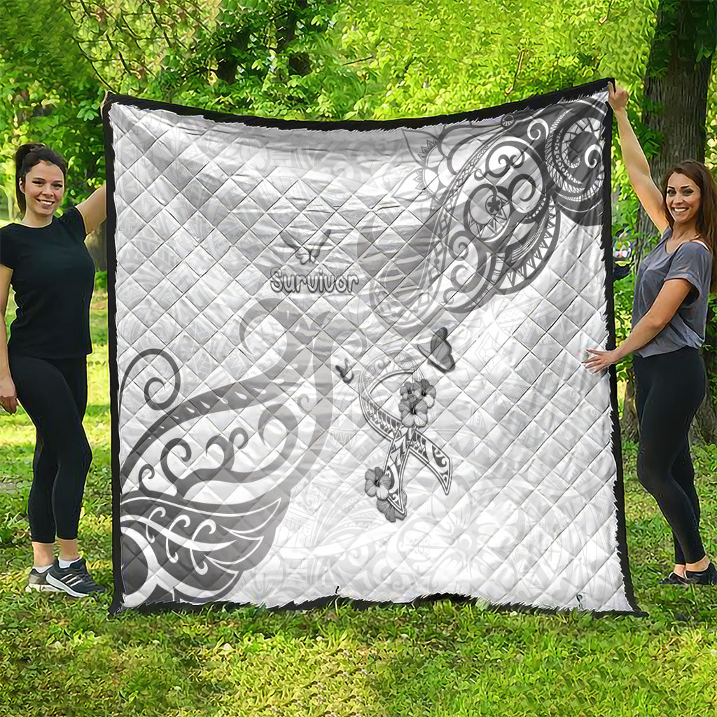 Brain Cancer Support Quilt Ribbon Polynesian Pattern