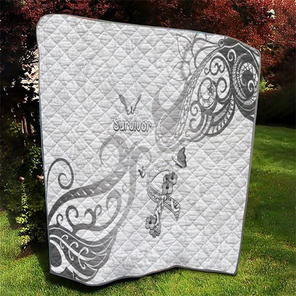 Brain Cancer Support Quilt Ribbon Polynesian Pattern