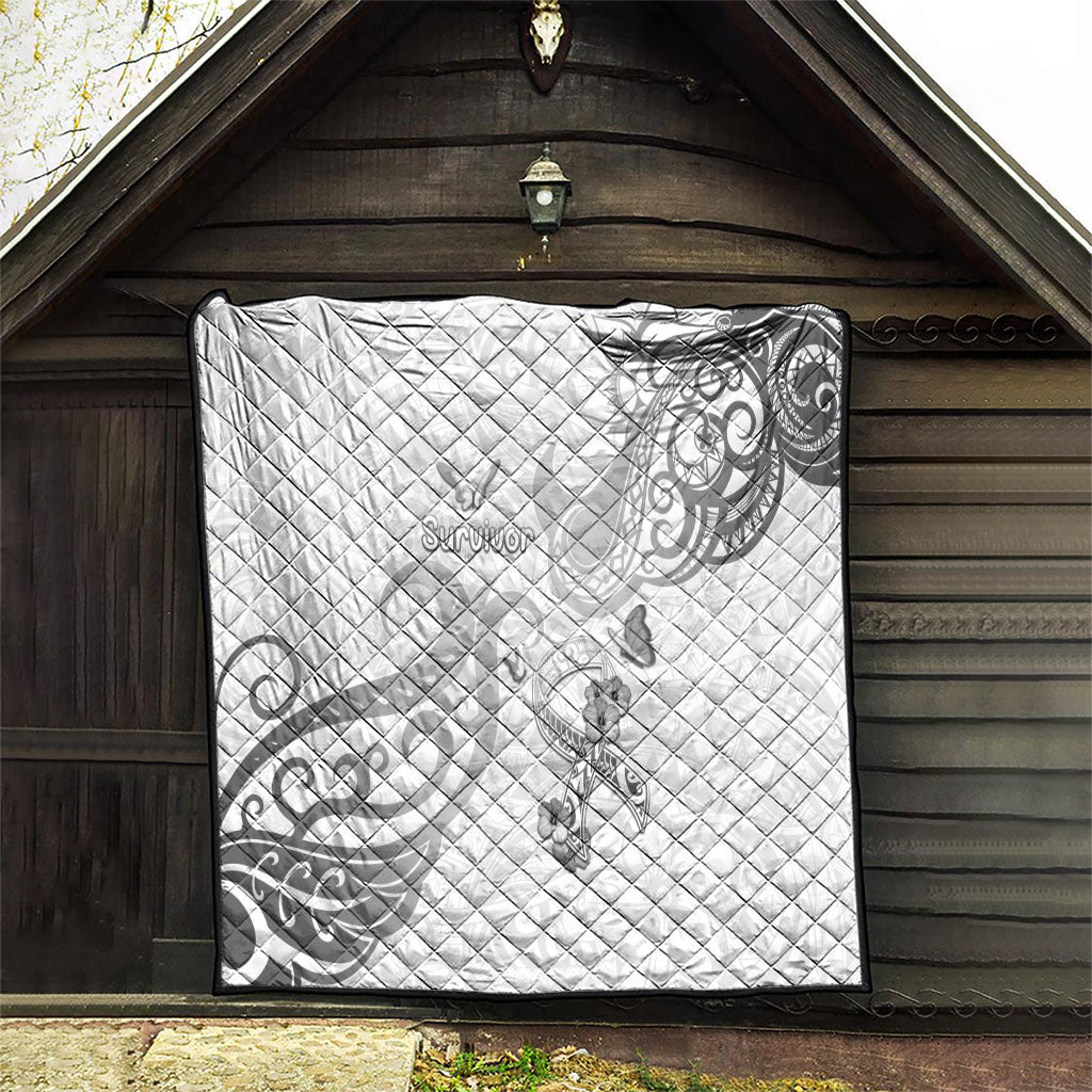 Brain Cancer Support Quilt Ribbon Polynesian Pattern