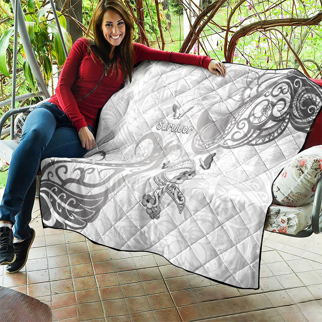 Brain Cancer Support Quilt Ribbon Polynesian Pattern