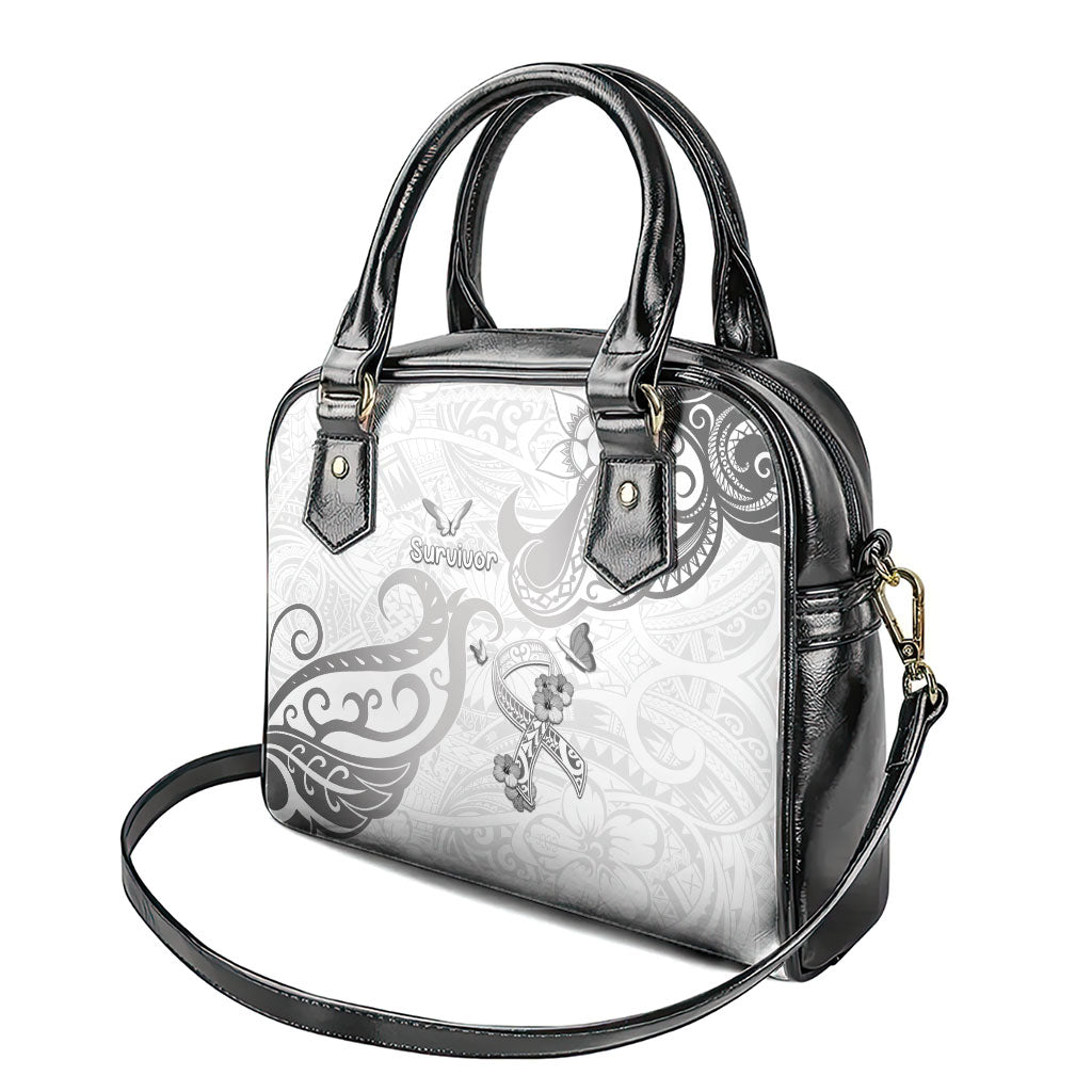 Brain Cancer Support Shoulder Handbag Ribbon Polynesian Pattern