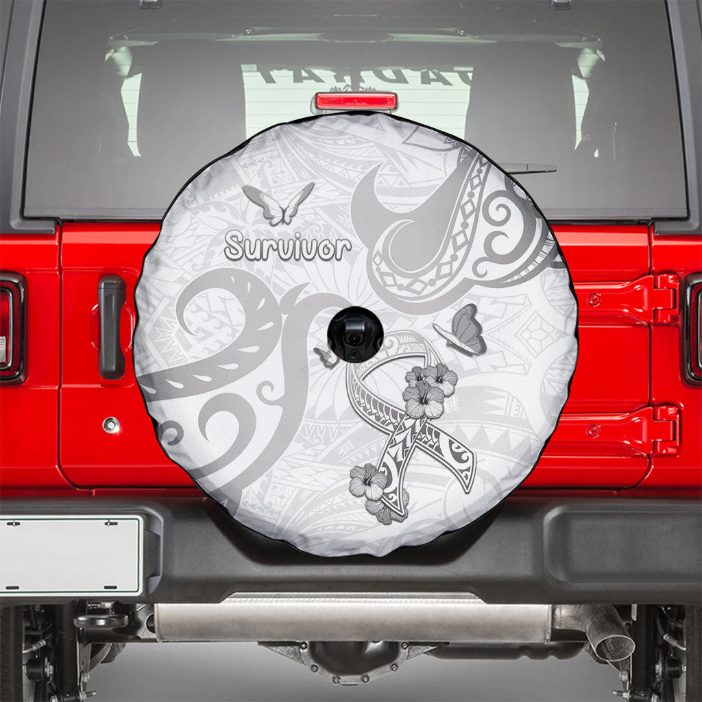 Brain Cancer Support Spare Tire Cover Ribbon Polynesian Pattern