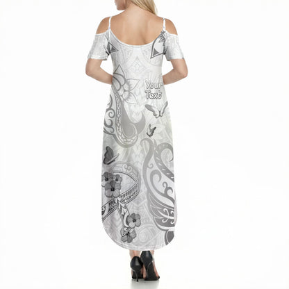 Personalised Brain Cancer Support Summer Maxi Dress Ribbon Polynesian Pattern