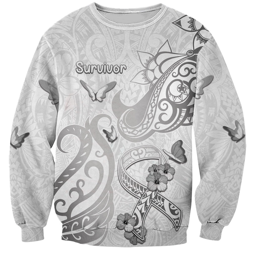 Personalised Brain Cancer Support Sweatshirt Ribbon Polynesian Pattern