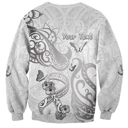 Personalised Brain Cancer Support Sweatshirt Ribbon Polynesian Pattern