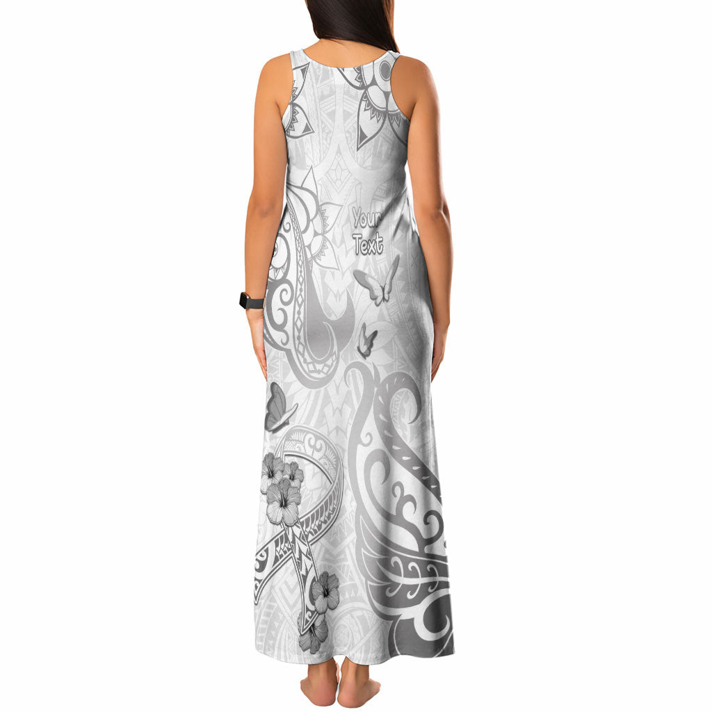 Personalised Brain Cancer Support Tank Maxi Dress Ribbon Polynesian Pattern
