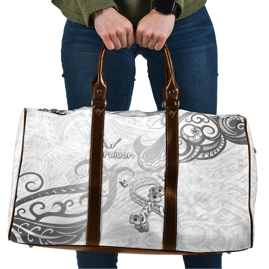 Brain Cancer Support Travel Bag Ribbon Polynesian Pattern