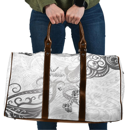 Brain Cancer Support Travel Bag Ribbon Polynesian Pattern