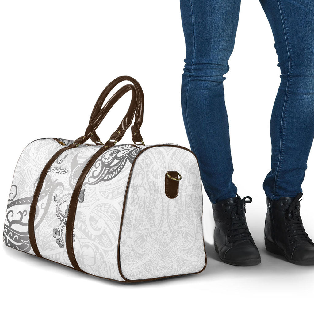 Brain Cancer Support Travel Bag Ribbon Polynesian Pattern