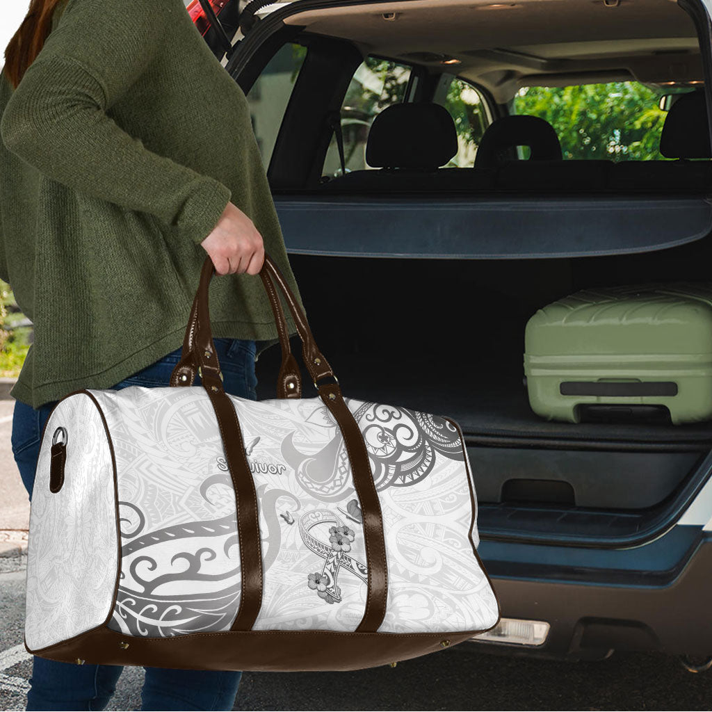 Brain Cancer Support Travel Bag Ribbon Polynesian Pattern
