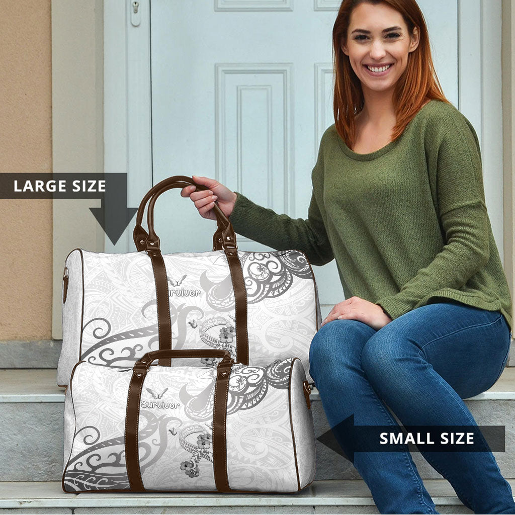 Brain Cancer Support Travel Bag Ribbon Polynesian Pattern