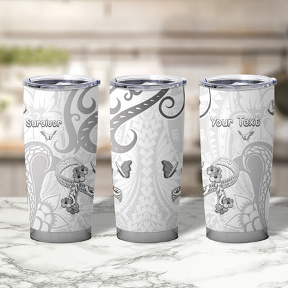 Personalised Brain Cancer Support Tumbler Cup Ribbon Polynesian Pattern