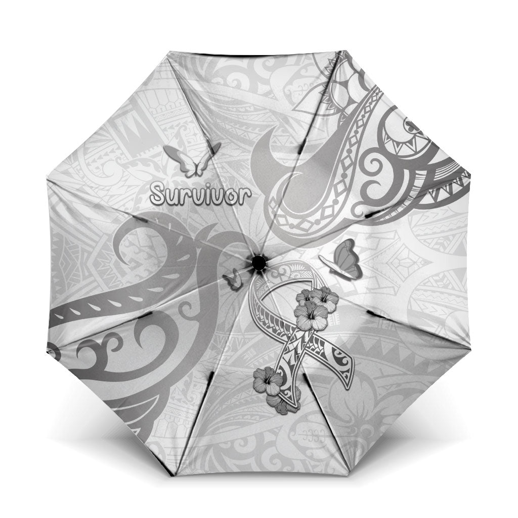 Brain Cancer Support Umbrella Ribbon Polynesian Pattern