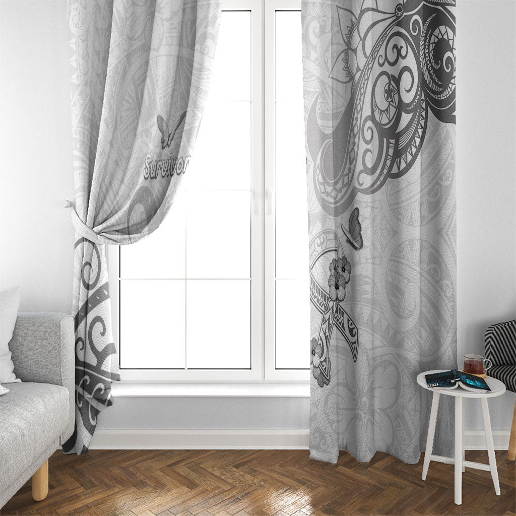Brain Cancer Support Window Curtain Ribbon Polynesian Pattern