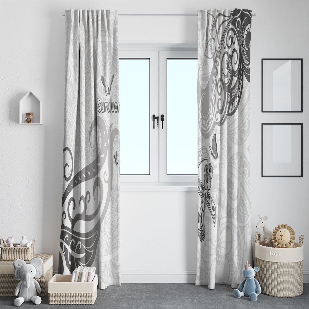 Brain Cancer Support Window Curtain Ribbon Polynesian Pattern