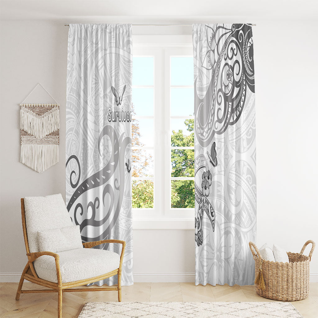 Brain Cancer Support Window Curtain Ribbon Polynesian Pattern