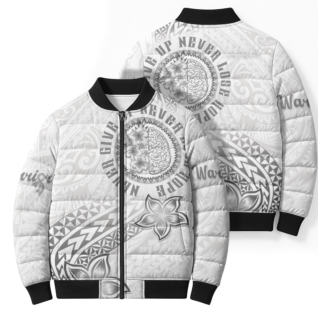 Brain Cancer Warrior Bomber Puffer Jacket Never Give Up