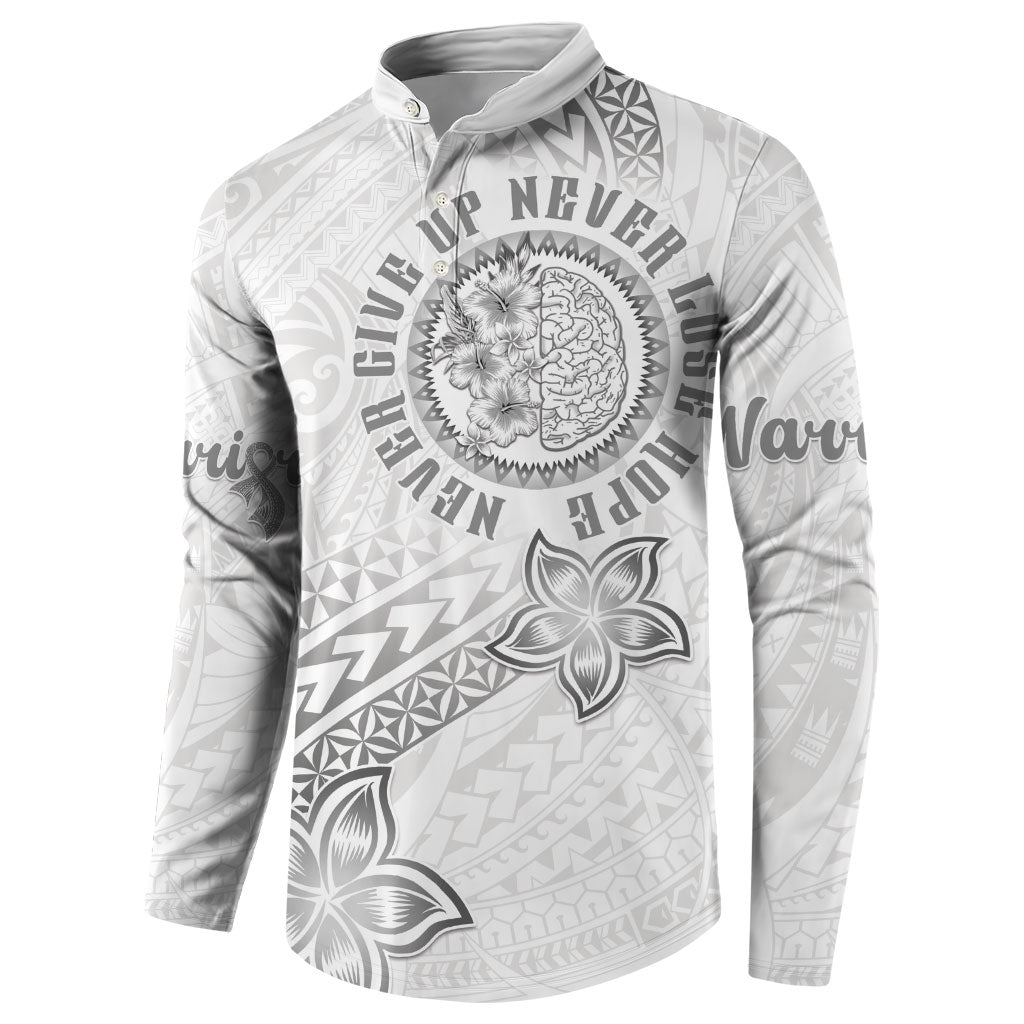 Brain Cancer Warrior Button Sweatshirt Never Give Up