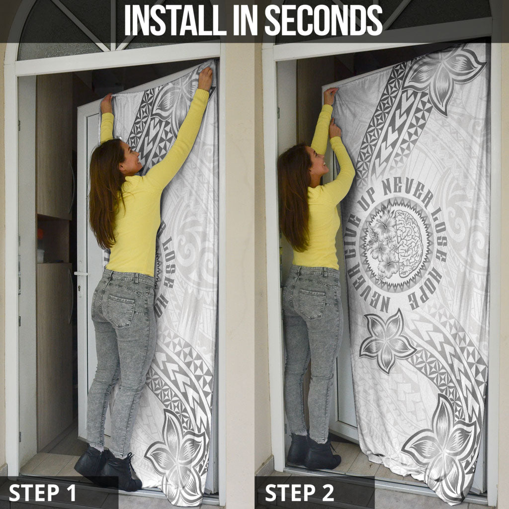 Brain Cancer Warrior Door Cover Never Give Up