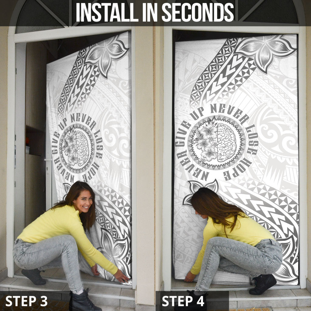 Brain Cancer Warrior Door Cover Never Give Up