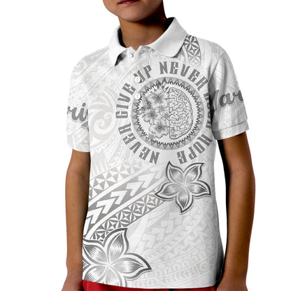 Brain Cancer Warrior Kid Polo Shirt Never Give Up