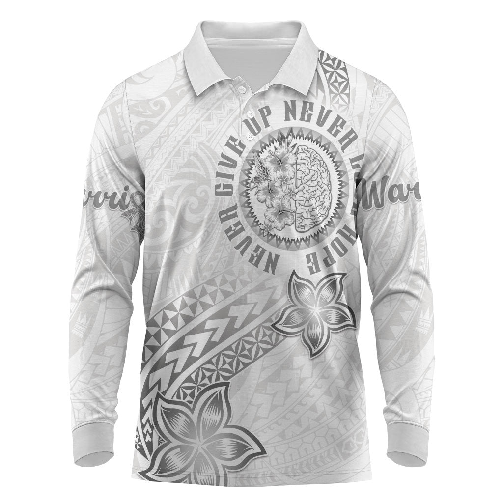 Brain Cancer Warrior Long Sleeve Polo Shirt Never Give Up